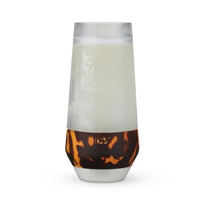 HOST Champagne Freeze Double-Walled Stemless Wine Glasses Freezer Cooling Cups with Active Cooling Gel, 9 Oz Plastic Tumblers, Brown Set of 1