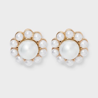 Pearl Bloom Stud Earrings - A New Day™ Pearl