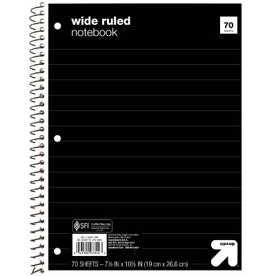 Wide Ruled 1 Subject Flexible Paperboard Cover Spiral Notebook - up&up™