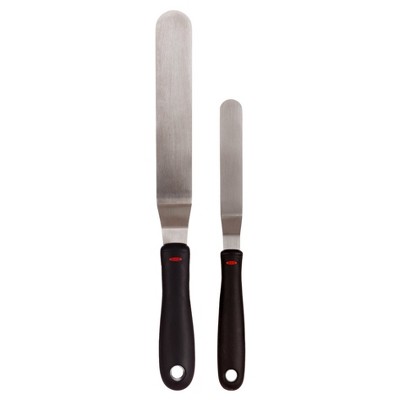 OXO 2pc Icing Knife Set: Stainless Steel Offset & Frosting Spatulas, Ergonomic Non-Slip Handles, Dishwasher-Safe