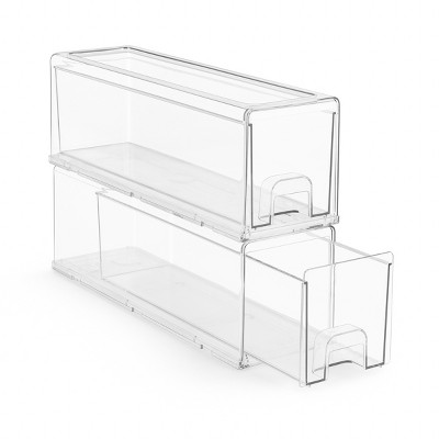 Sorbus 2 Pack Small Clear Stackable Storage Drawers with Handles for LaundryOffice, Closet, Home, Bathroom, Organization and Storage