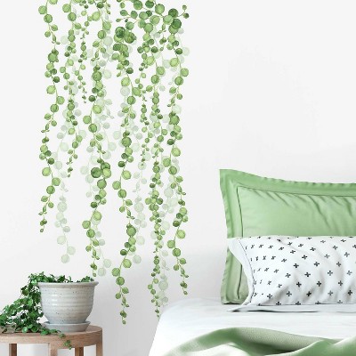 36.5" x 9" String of Pearls Vine Peel and Stick Wall Decal - RoomMates: Removable, Modern Botanical Decor