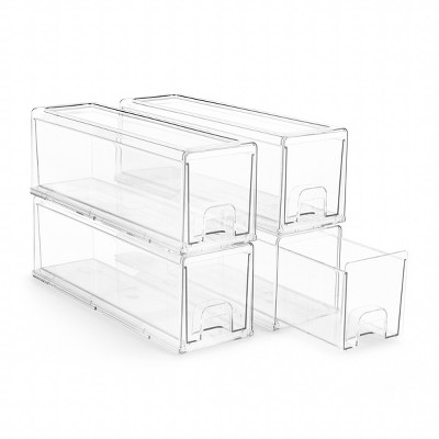Sorbus 4 Pack Small Clear Plastic Stackable Drawers with Handles - LaundryOffice, Closet, Home, Bathroom, Organization and Storage