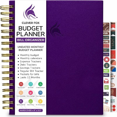 Undated Planner Bill Organizer 8"x9.25" Purple - Clever Fox: Budget & Bill Organizer, Monthly Calendar, Adult Stationery