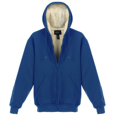 Gioberti Men Heavyweight Faux Shearling Lined Fleece Hoodie Jacket