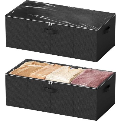 2 Pack 86qt Under Bed Storage Containers with Lids - 10" High Large Organizers for Bedroom, Closet, Clothes, Bed Sheets  - SpaceAid®