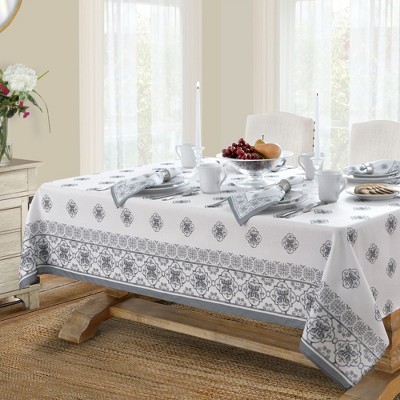Amani Tile Double Border Tablecloth - Elrene Home Fashions