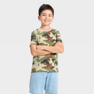 Boys' Short Sleeve Camouflage Printed T-Shirt - Cat & Jack™ Khaki/Green