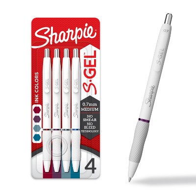 Sharpie 4pk S-Gel Pens White Barrel  0.7mm Bold Assorted Ink Colors: Multicolored Gel Pens for Art & Office Use