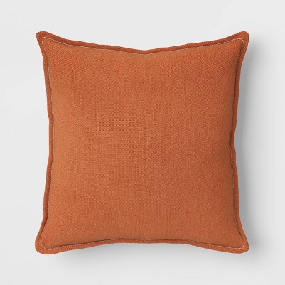 Square Linen Reversible Throw Pillow with Flange Contrast Neutral/Terracotta - Threshold™