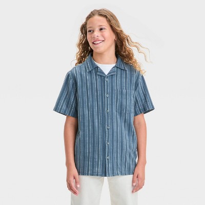 Boys' Short Sleeve Woven Striped Button-Down Shirt - art class™