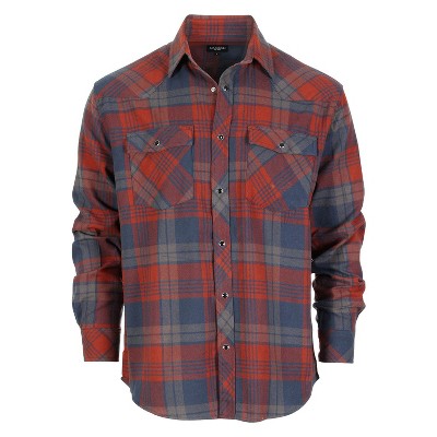 Gioberti Men's Western Brushed Flannel Plaid Checkered Shirt w/ Snap-on Button