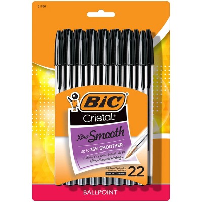 BIC Cristal Xtra Smooth Ballpoint Pens, 22ct - Black: Smooth Writing, Stationery, Office Supplies, 1.0mm Point Size