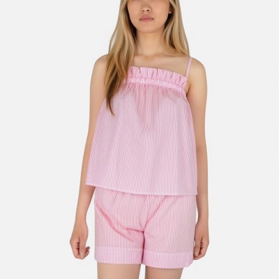 Anna-Kaci Lounge Women's Striped Pajama Set with Ruffle Trim Cami Top and Casual Fit Shorts