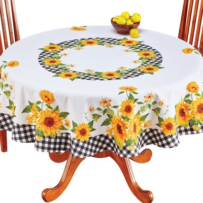 Collections Etc Sunflowers Plaid Tablecloth