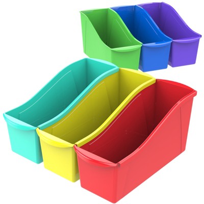 Storex Large Book Bin, Assorted Color, Set of 6