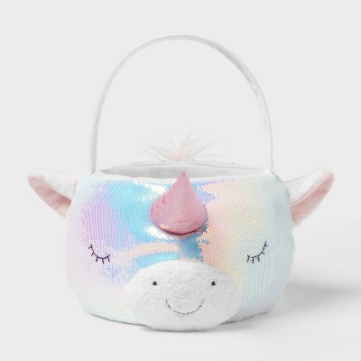 Round Sequins Unicorn Easter Basket Iridescent - Spritz™