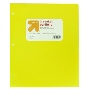 2 Pocket Plastic Folder Yellow - up&up™: Polypropylene, 3 Hole Punched, Internal Pockets, 50 Sheet Capacity - 1 of 3