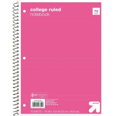 College Ruled 1 Subject Flexible Paperboard Cover Spiral Notebook - up&up™