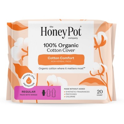 The Honey Pot Company 100% Organic Cotton Comfort Cover Regular Pad - 20ct