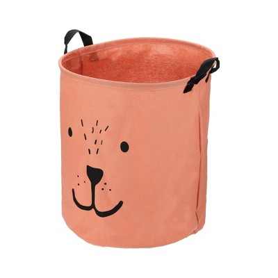 Unique Bargains 2441 Cubic-in Foldable Cylindrical Laundry Basket Orange 1 Pc