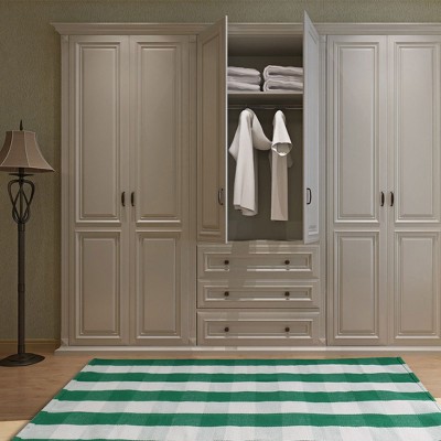 PiccoCasa Cotton Classic Gingham Pattern High-Density Woven Floor Mats