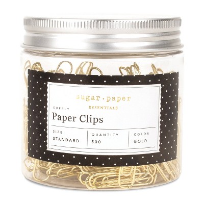 500ct Standard Paper Clips Gold - Sugar Paper Essentials: Metal Office Supplies, Clips & Fasteners, 2.813" Height