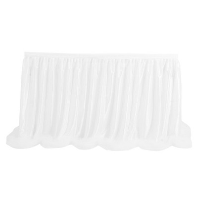 PiccoCasa Birthday Party Wedding Decoration Tulle Table Skirt for Rectangle Tables