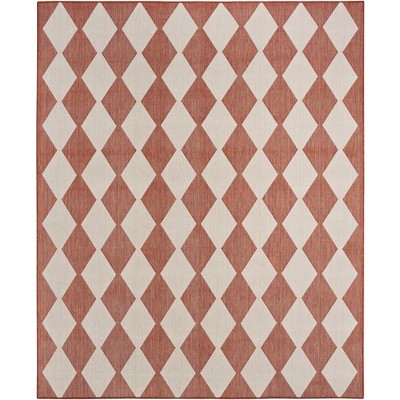 Nourison Positano 5' x 7' Terracotta Diamond Modern Flatweave Indoor/Outdoor Rug