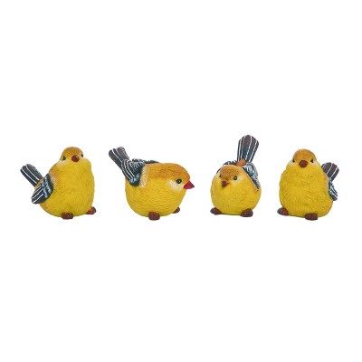 Transpac Medium Resin Yellow Goldfinch Bird Figurines Set of 4 Home Decorations