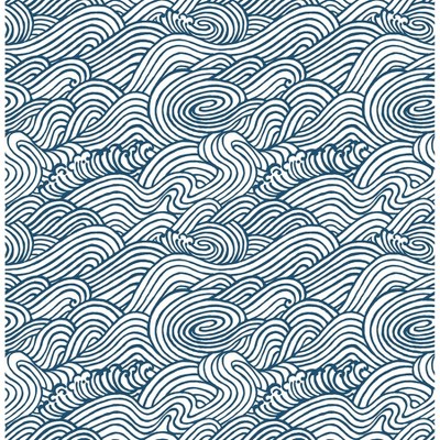 NuWallpaper Saybrook Peel and Stick Wallpaper: Removable Vinyl, Modern Wave Pattern, Self-Adhesive, Blue, 30.75 Sq Ft Coverage