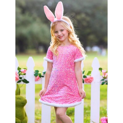 Sparkle & Hop Sequined Fur Easter Dress Mia Belle Girls