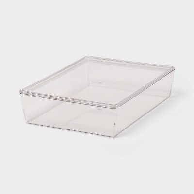 6L Stacking Clear Bin with Lid - Brightroom™: PET Material, Stackable Storage for Crafts & Cleaning Supplies