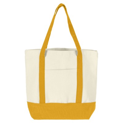 Unique Bargains Zipper Reusable Canvas Tote Bag with Internal and External Pockets