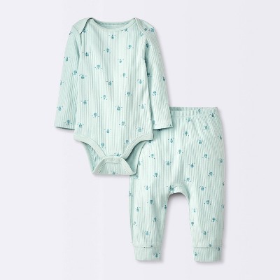 Baby 2pc Balloons Wide Ribbed Top & Bottom Set - Cloud Island™ Blue