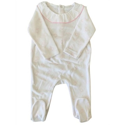 Girl Kids' Bunny Printed Velour Footies - Petit Confection