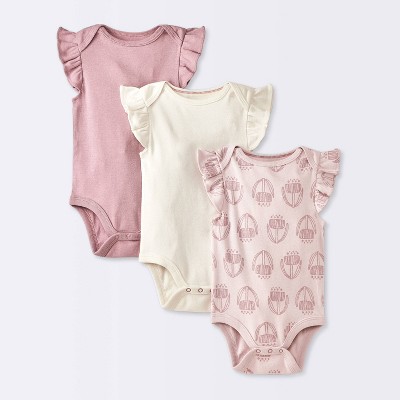 Baby Girls' 3pk Sleeveless Ruffle Bodysuit - Cloud Island™ Pink