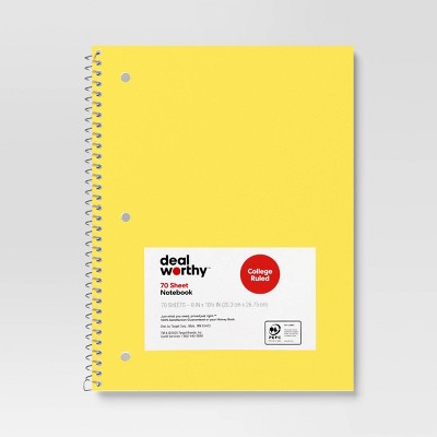 College Rule Spiral Notebook Yellow - Dealworthy™