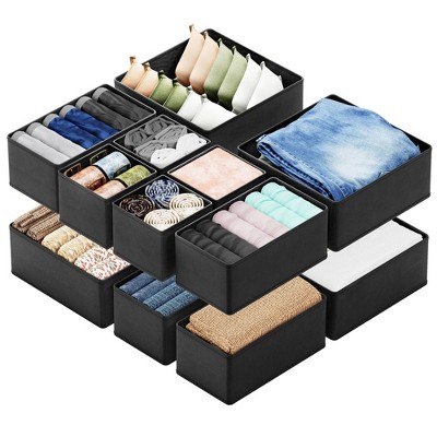 Set of 12 Collapsible Drawer Organizer Bins for Clothes, Closet Organizers and Storage Dividers for Clothing -SpaceAid®