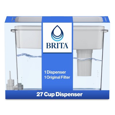 Brita Extra Large 27-Cup UltraMax Filtered Water Dispenser with Filter - Gray: Water Filtration, Hand Wash, Flip-Top Lid