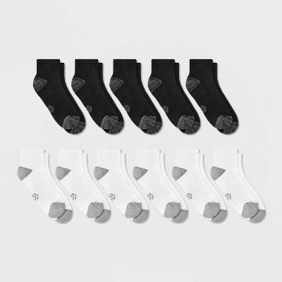 Women's Cushioned 10+1 Bonus Pack Ankle Athletic Socks - All In Motion™ White/Black 4-10