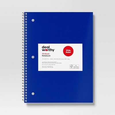 Subject Spiral Notebook Wide Ruled - Dealworthy™