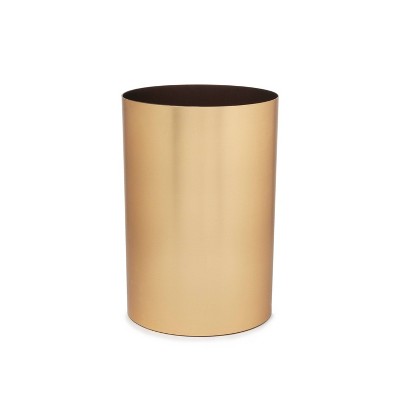 Umbra Metalla Can 4.75gal Mat Brass: Gold Indoor Trash Can, Small Bathroom Garbage, Open Top, 14.4" Height, 4.7gal Capacity