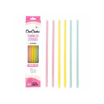 CharCharms 6pk 30oz Water Bottle Straws Glitter