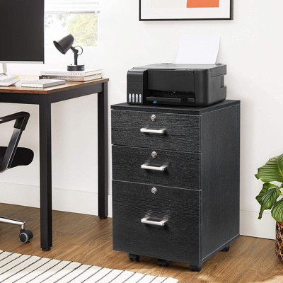 Karl Home 3-Drawer Black MDF 19.69in. W Vertical File Cabinet