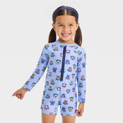 Toddler Long Sleeve Dog Printed Rash Guard Swimsuit - Cat & Jack™ Blue