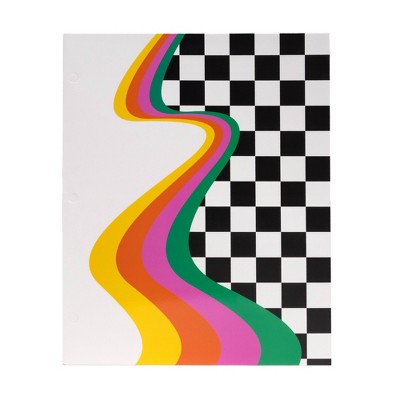 Continental Accessory Good Times 2 Pocket Paper Folder Checkered Wave, School Supplies