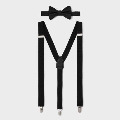 Men's Herringbone Stretch Suspender - Goodfellow & Co™ Black One Size: Adjustable Clip Style