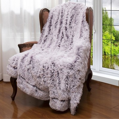 Cheer Collection Long Shaggy Hair Throw Blanket - Purple Ombre (50" x 60")