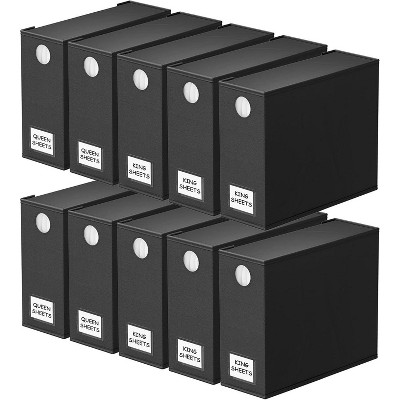 10-Pack Bed Sheet Organizers and Storage, Foldable Sheet Organizers for a Linen Closet, Black
